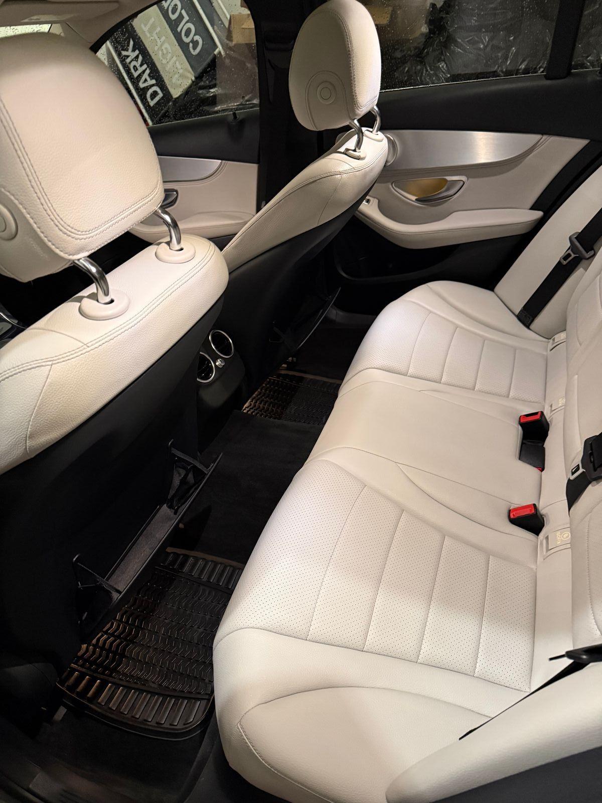 Mercedes-Benz white rear seats detailed